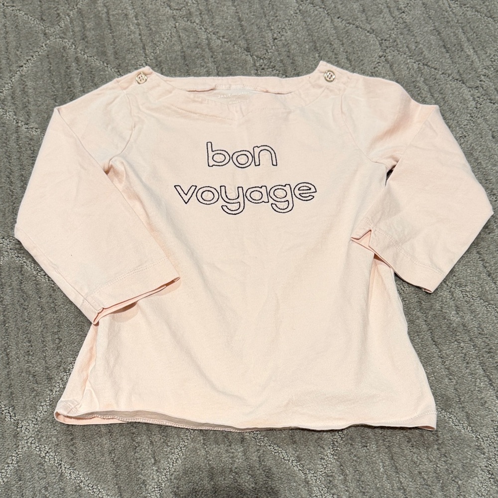 Janie and Jack Light Pink 'Bon Voyage' Long Sleeve Tee